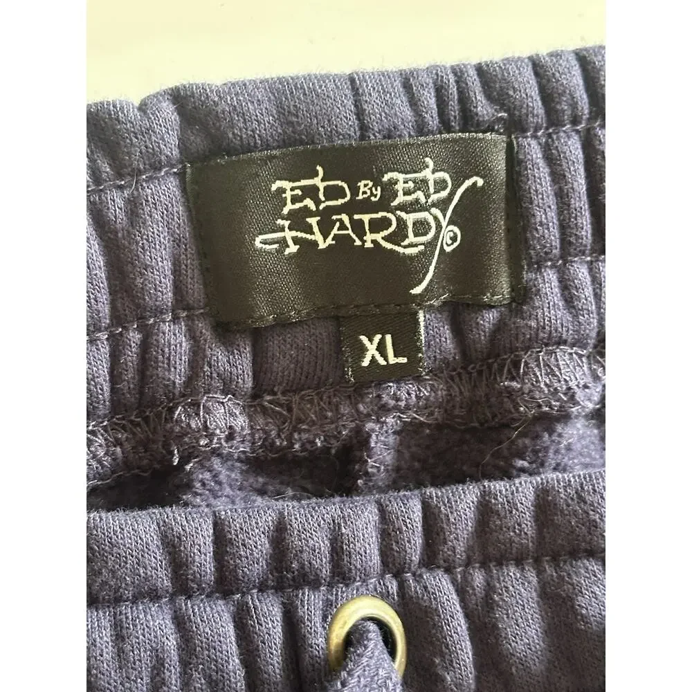 Ed Hardy Sweatpants Womens XLarge Navy Pants Y2K Streetwear Wide Leg Lounge Ink - Picture 3 of 8